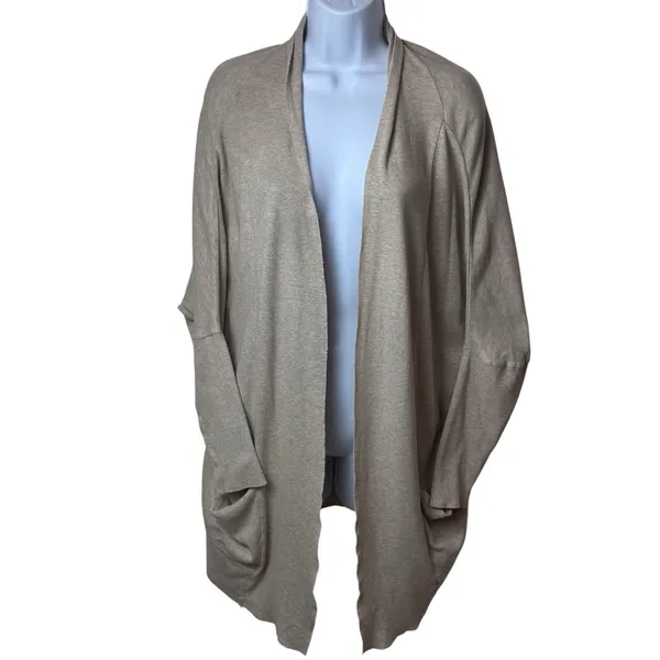 Pact‎ 100% Organic Cotton Airplane Long Cardigan Neutral Loungewear Travel S/M - Image 2