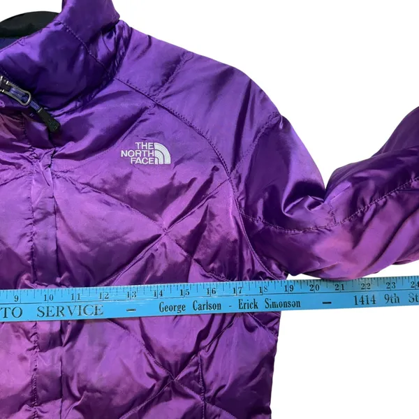 The North Face Womens 550 Down‎ Puffer Jacket Purple Diamond Quilted Small - Image 6