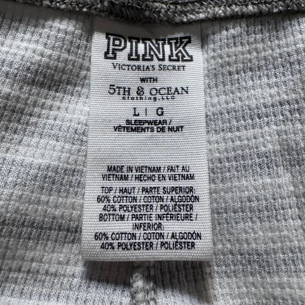 PINK Victoria's‎ Secret MSU Michigan State Striped Thermal Sleep PJs Large L - Image 5