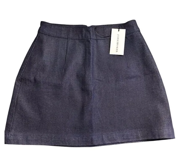 NWT WeWoreWhat Mini Skirt Indigo Comfort Raw Blue Size Small - Image 3