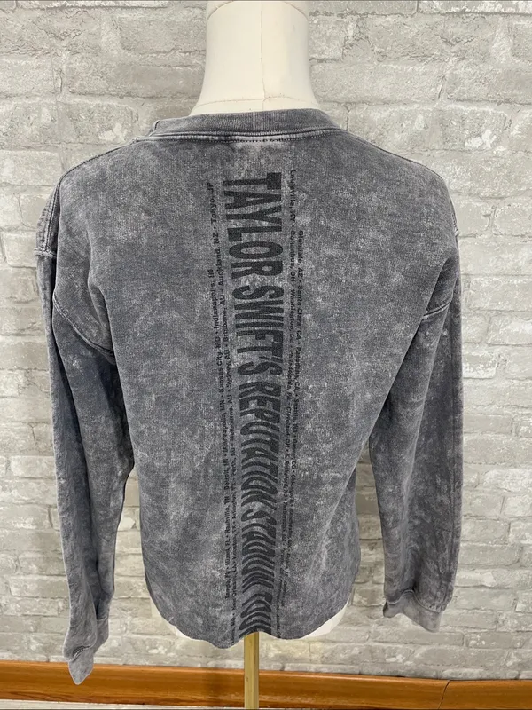 Taylor Swift Gray Acid-Wash Reputation Graphic Sweatshirt - Image 3