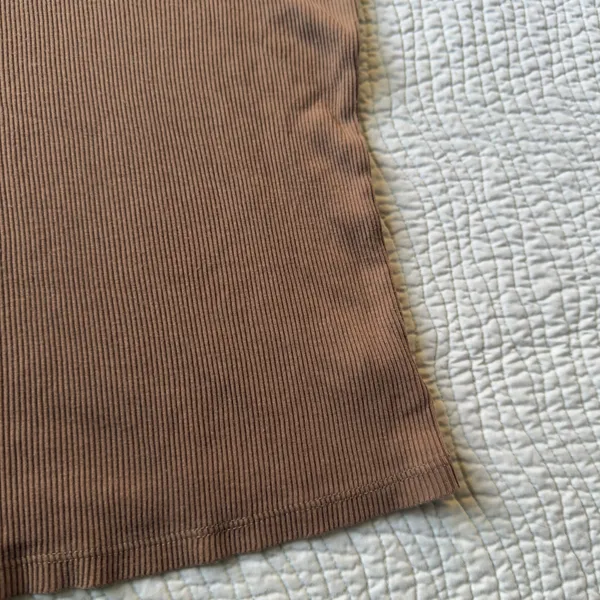Theory Brown Ribbed Short Sleeve Top - Image 3