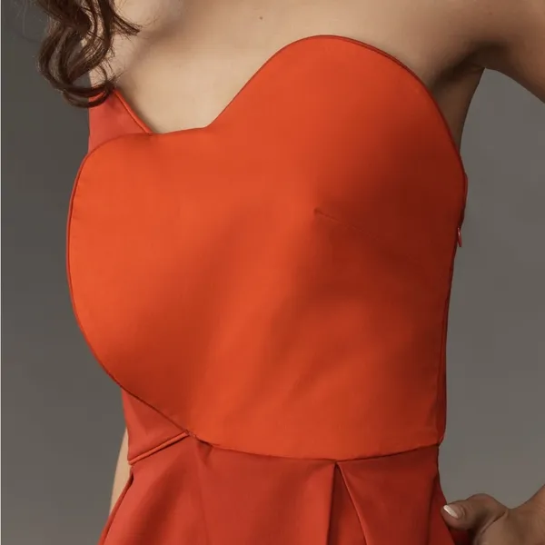 NWT FARM RIO X ANTHROPOLOGIE Strapless Structured Red Heart Mini Dress Sz L - Image 4
