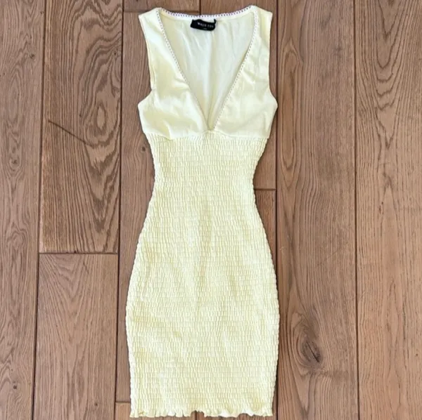 White Fox Summer Bliss Mini Dress Lemon - Image 5