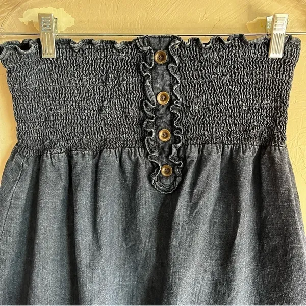 Vintage Mossimo Smocked Strapless Chambray Dress‎ - Image 3
