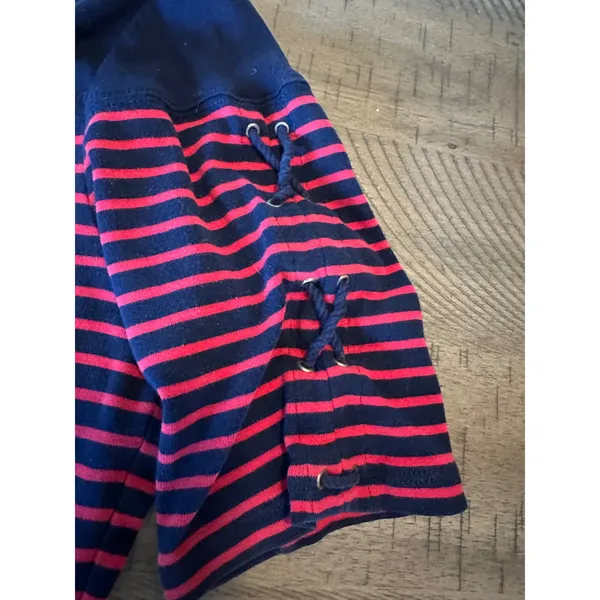 Lauren Ralph Lauren‎ Striped Nautical Boatneck Top – Lace-up Sleeves – Medium - Image 2