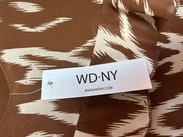 WDNY flowy tiered brown white tribal abstract wedding guest lined sundress NWT M - Image 5