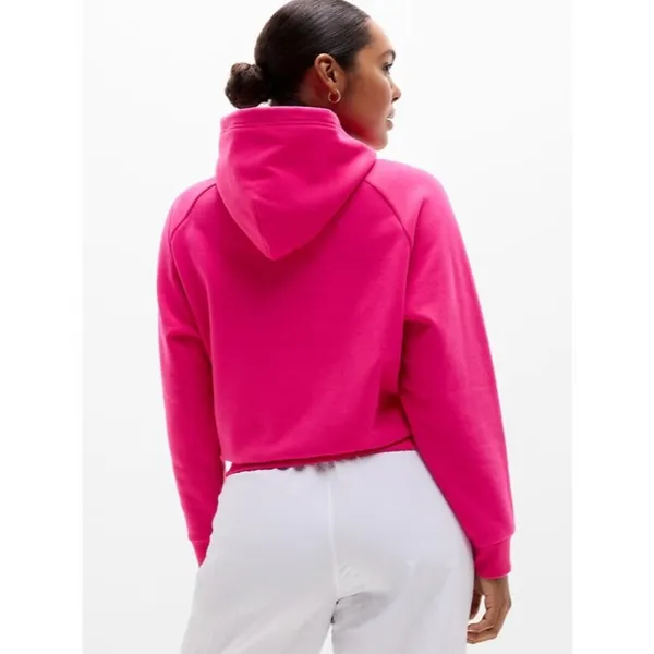 New Athleta M Easy Fleece 1/2 Zip Hoodie Dahlia Pink Medium #473713 - Image 6