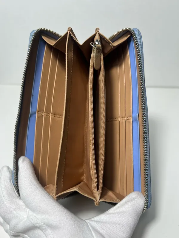 Coach Periwinkle Light Blue Leather Accordion Continental Zip Around Long Wallet - Image 9