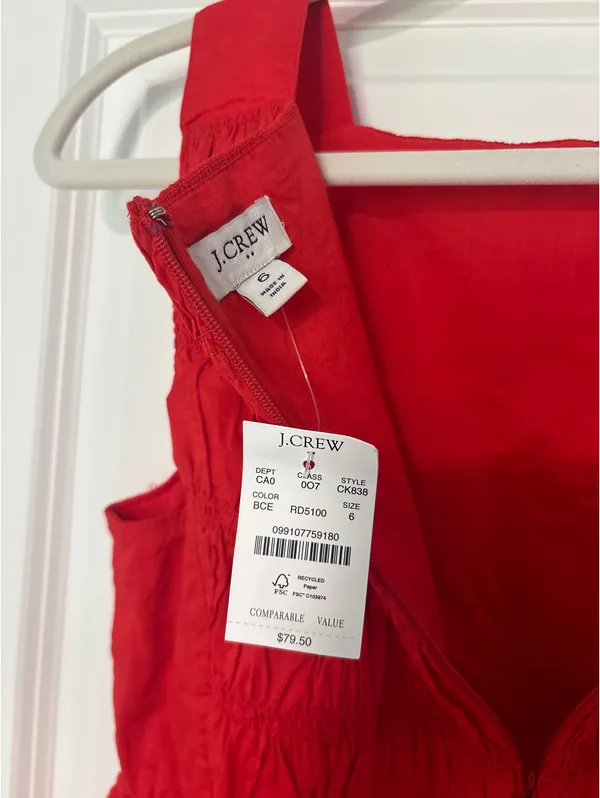 J.Crew Red Cotton Scrunch Blouse - Image 6