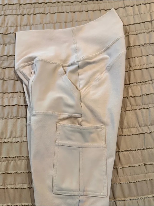 ALO Yoga High Waist Cargo Leggings Bone Ivory Cream White Extra Small XS Workout - Image 4