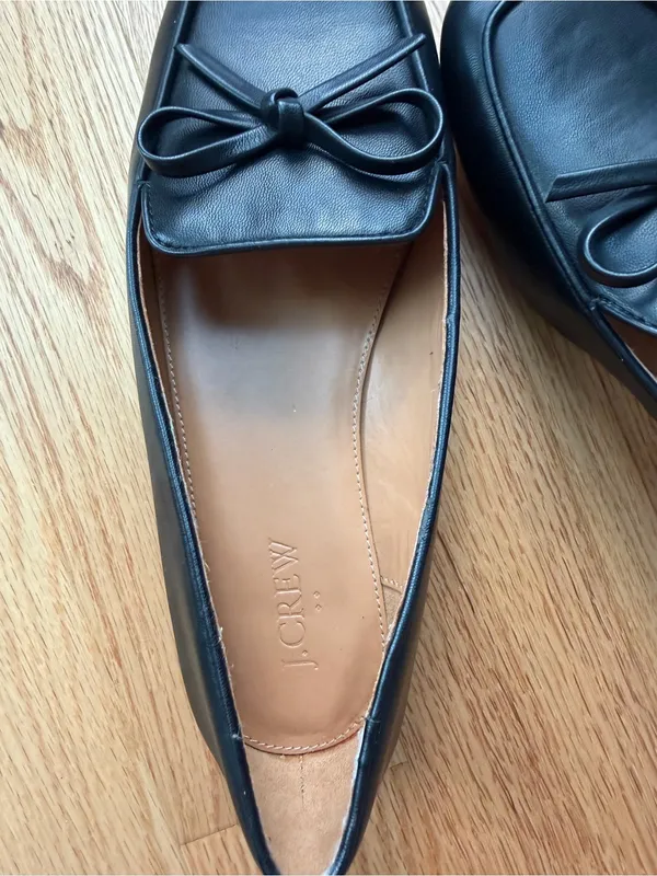 J.Crew Black Bow Square Toe Loafer Ballet Flats Size 8 - Image 7
