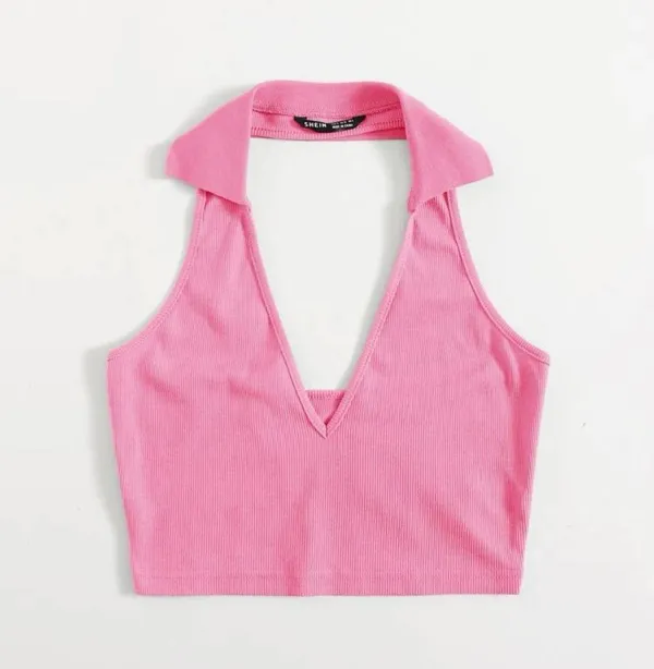 Pink Collared Halter Top - Image 3