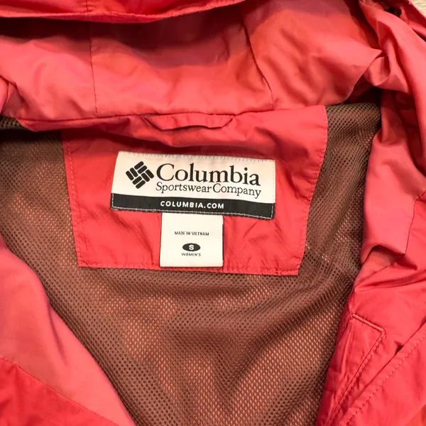 Columbia Womens Rain Jacket Hooded Size Pink Small S Colorblock Lightweight Coat - Image 3