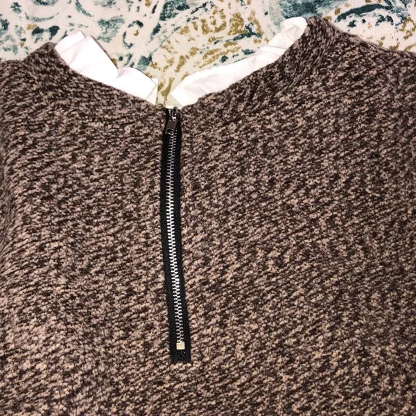 Small brown high neck boho ruffle sweater - Image 4