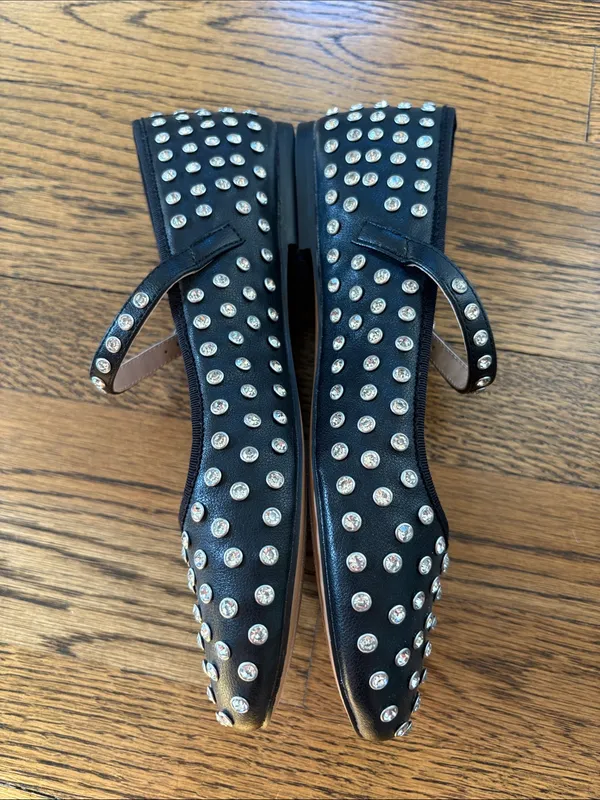 Steve Madden Vinetta Black & rhinestone Studded Mary Jane baller flats, 7.5 - Image 2