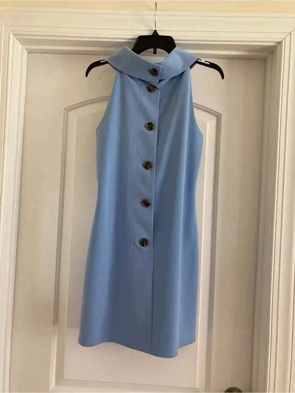 Sail to Sable Light Blue Sleeveless High-Neck Mini Dress - Image 6