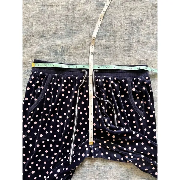 Nautica Navy Blue Polka Dot Plush Velour Pajama Set Women's Small - Image 10