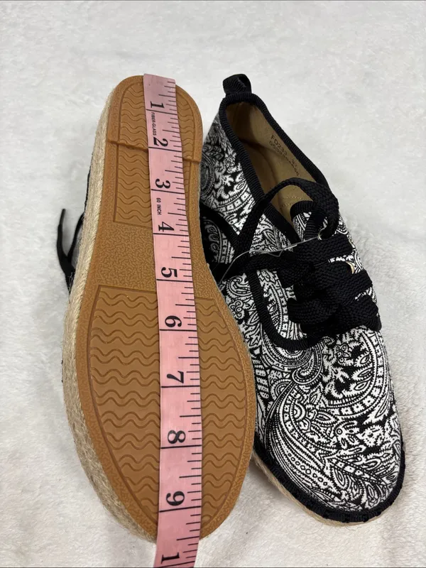 Catisa Black & White Paisley Espadrille Lace-Up Flats Size 37 / US 6.5 - Image 13