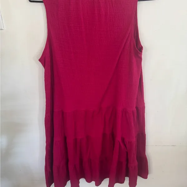 Max Studio Magenta Sleeveless Tiered Cotton Dress - Image 6