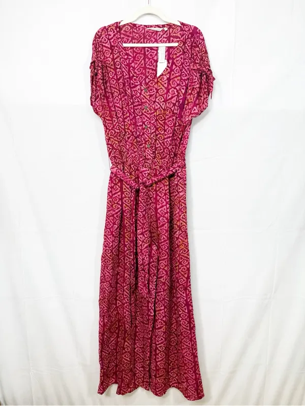 Soft Surroundings Poppy Wide Leg Jumpsuit Rosella Pink Fuchsia Boho Coastal - Image 3