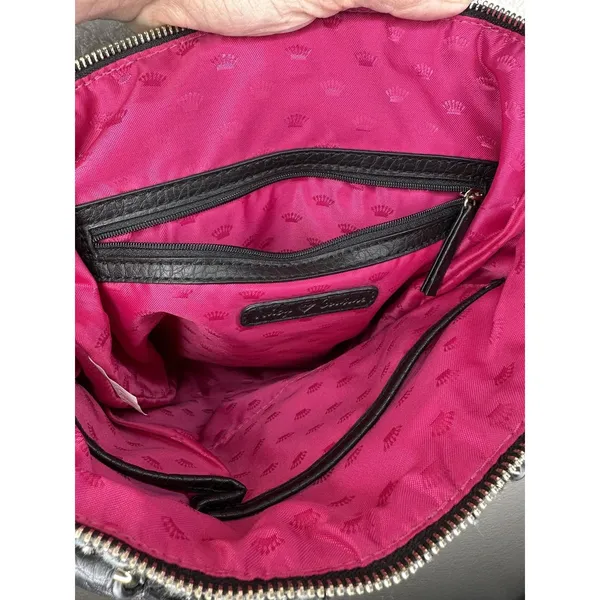 Juicy Couture Satchel Bag Womens Medium Multicolor Tweed Sequin Top Handle Lips - Image 6