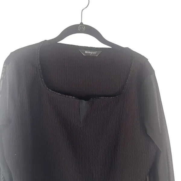 Allegra K Women's‎ Size Large Mesh Sleeves Black Whymsygoth Top - Image 3