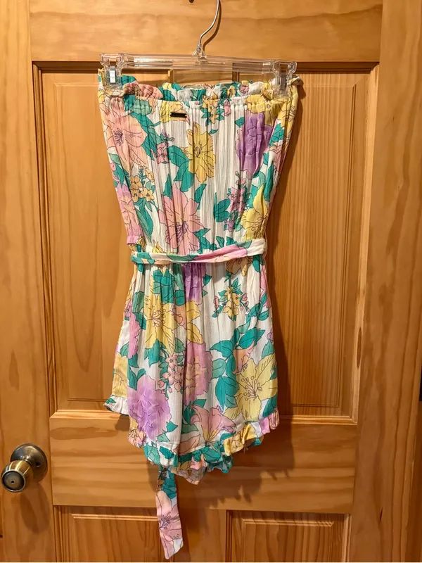 Billabong floral strapless romper vibrant floral women’s M - Image 6