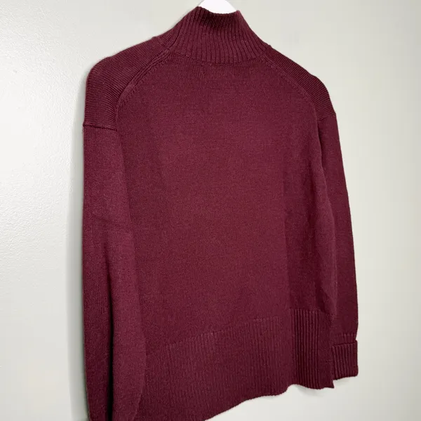 NWT Banana Republic Factory Wool Mock Neck Pullover Sweater Red Burgundy Size XS - Image 4