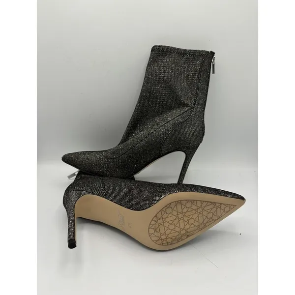 Jewel‎ Badgley Mischka Black Glitter Sock Bootie Size 6.5 Spike Heel Retro Glam - Image 7