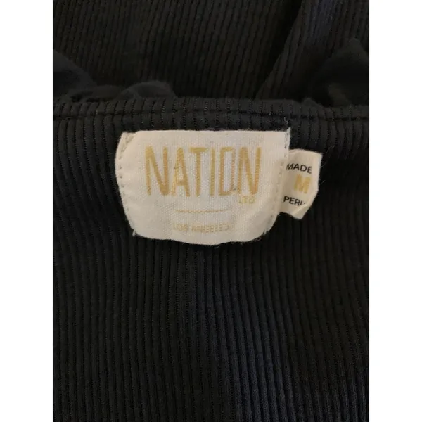 Nation LTD Medium Black Ribbed Ruffle Tie Front Long Sleeve Cardigan - Image 4
