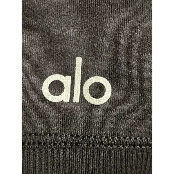 Alo Yoga High-Waist Legit Leggings Black Varsity Stripe Ribbed‎ Sz M - Image 5