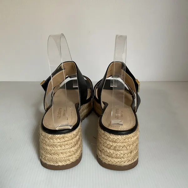 Liz Claiborne Black Espadrille Platform Sandals Size 6M Slide Wedge - Image 5