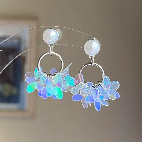 Handmade fairy cute unique style dangle earrings🩵 - Image 3
