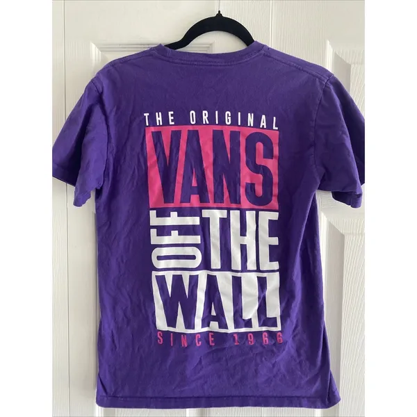 Vans Off The Wall Graphic T-Shirt Womens Size S Purple Skater Cotton Tee - Image 2