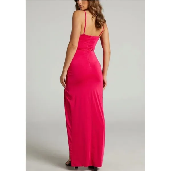 NWT Showpo‎ Trinah Corset Maxi Dress Size 6 Pink Ruched High Slit Formal Stretch - Image 12