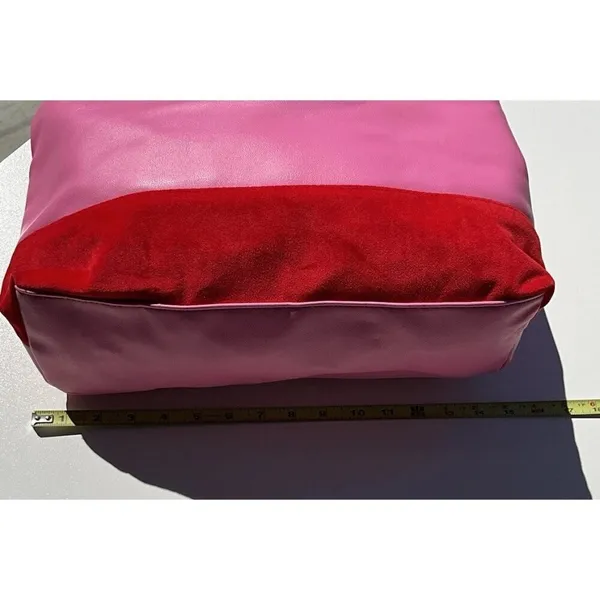 Vintage Juicy Couture Large Pink Leather Red Velvet Y2K Summer Travel Bag - Image 5