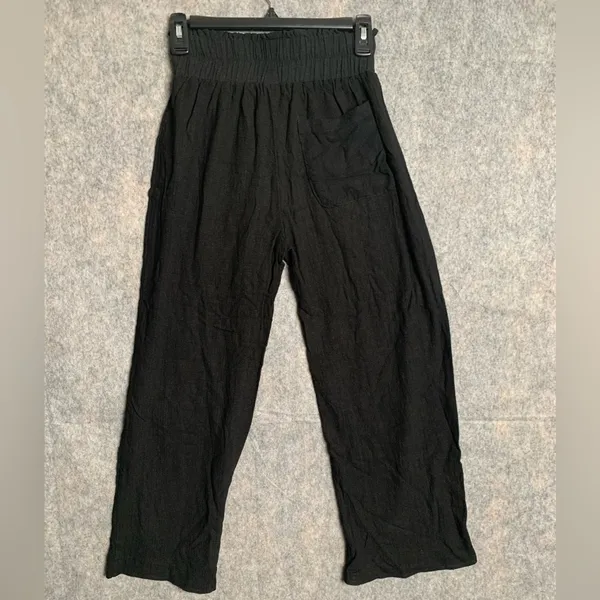 Stillwater Women Size XS Take Me Higher Wide Leg Black‎ Linen Blend Black Pants - Image 6