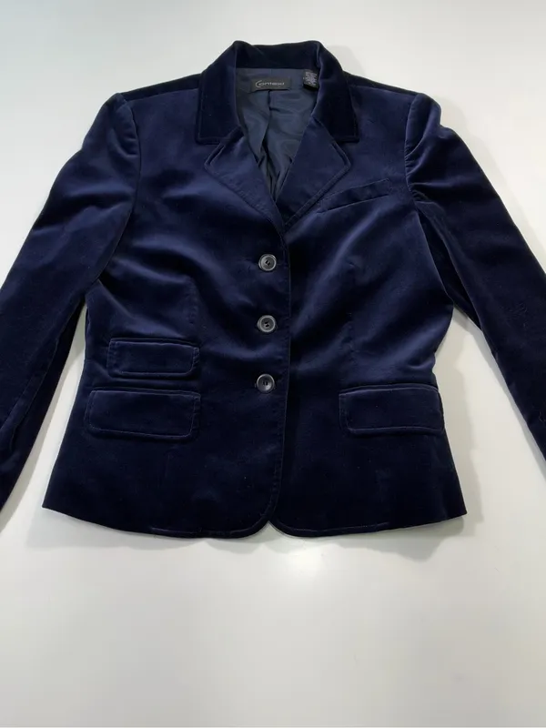 Context Tailored Velvet Blazer in Dark Blue Size 10 NWOT - Image 2