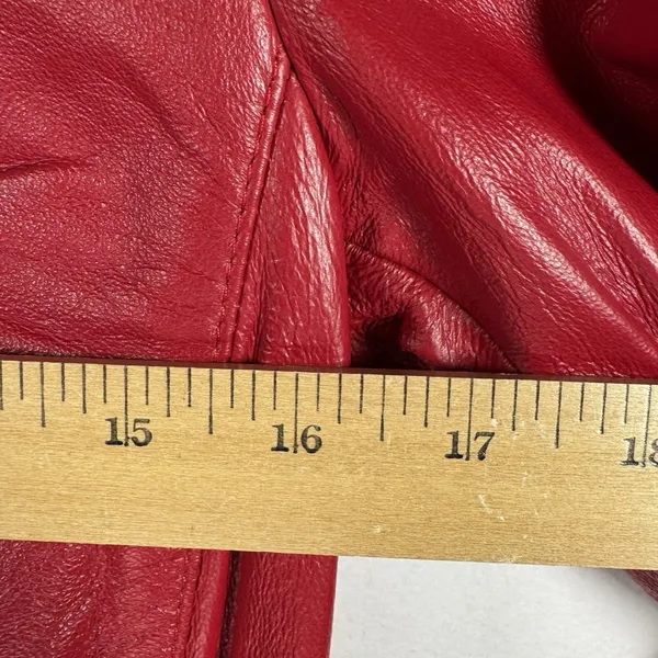 Vintage Yvonne de Marie Size Small Red Leather Jacket Moto Biker 80s - Image 8