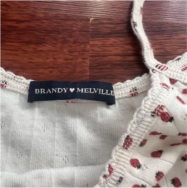 Brandy Melville Strawberry Eyelet Tank - Image 3