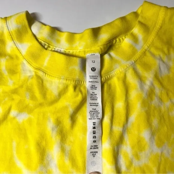 NWOT Lululemon All‎ Yours Cropped Cotton Tank Top Tie Dye Yellow Size 12 - Image 5