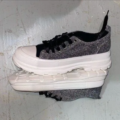 True Religion Janis Chunky Glitter Sneakers, Silver, Size 7.5 - Image 2