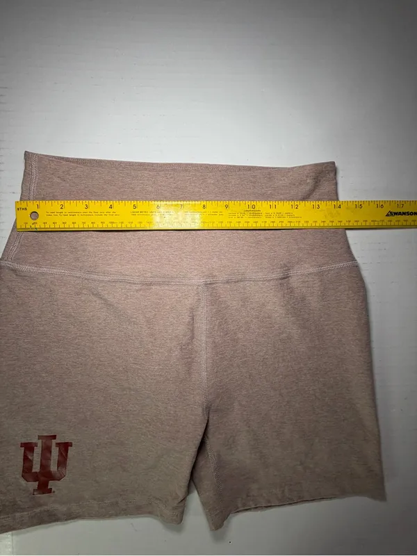 Indiana Hoosiers IU High-Rise Pink-Tan Women’s Bike Shorts with University Logo - Image 3