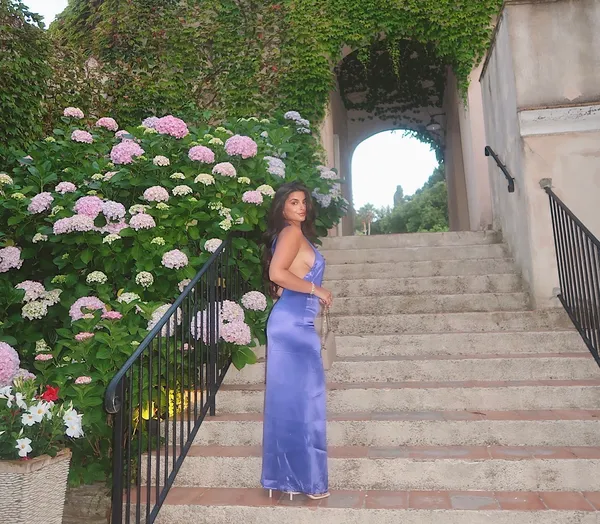 Meshki purple satin dress - Image 2