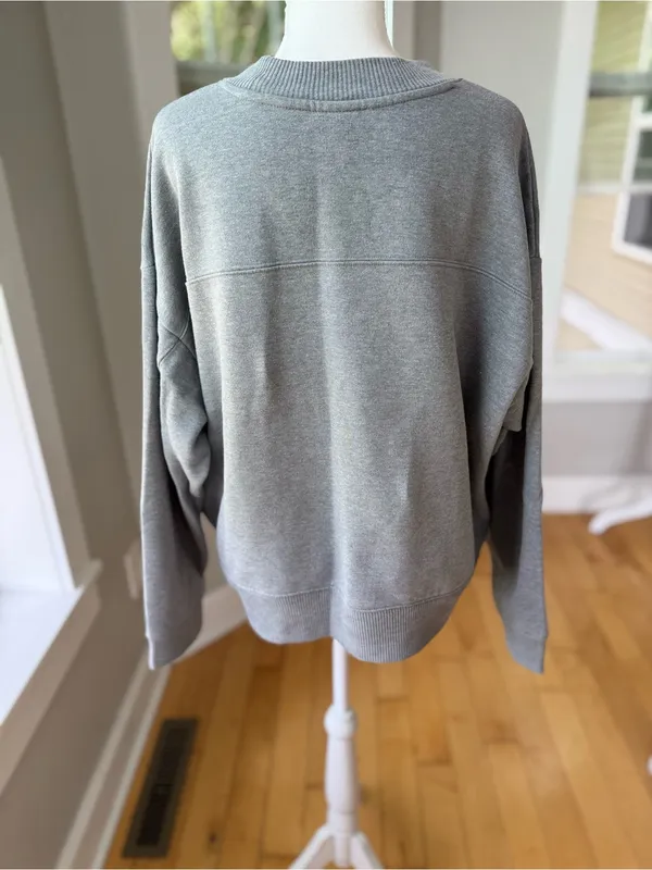 A New Day Light Gray Fleece Oversized Crewneck Sweatshirt Sz XXL - Image 3