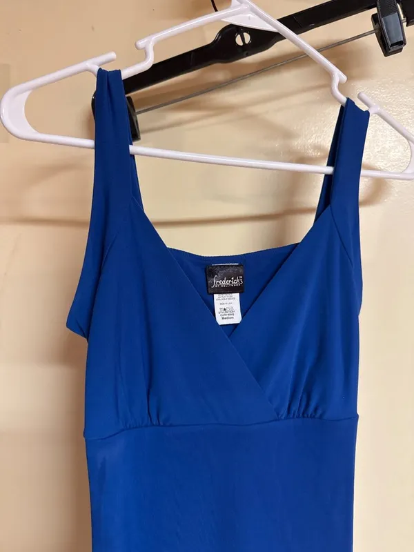 Fredericks Of Hollywood Blue Ruched Back Bodysuit Medium Nylon Blend - Image 2