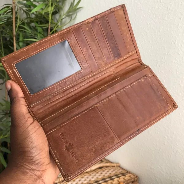 Unisex Brown genuine leather western wallet cardholder silver accents #boho #indie #texas #western #streetwear - Image 4