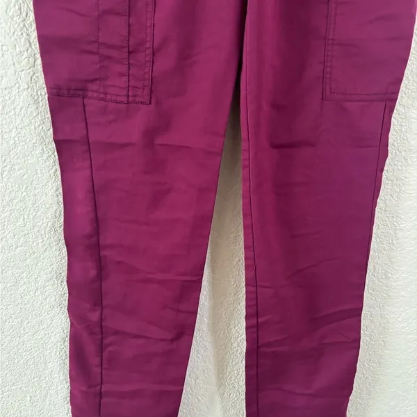 Dickies Medical Scrub Pants XXS Wine Burgundy Cargo Utility Drawstring DK080 - Image 3