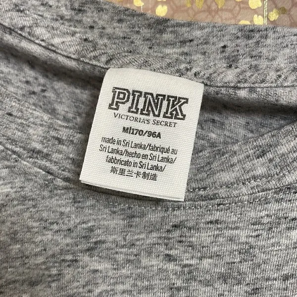 PINK Victoria’s Secret campus long sleeve, gray/rose with silver sequin bling M - Image 3